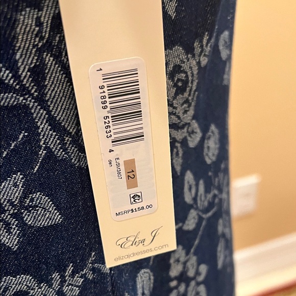 Eliza J Blue Floral Button-Down jeans Dress - Picture 7 of 16